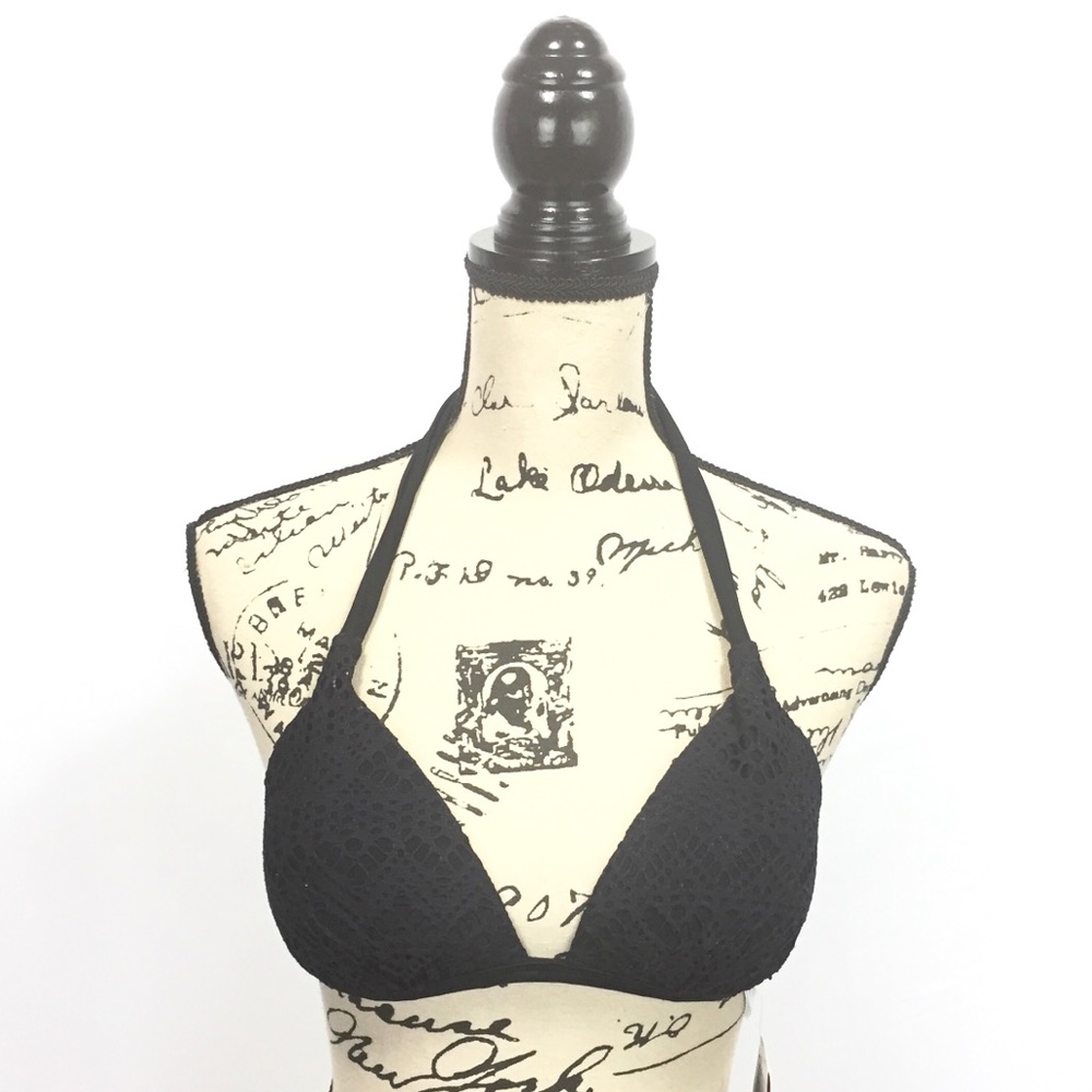 Hula Honey M Medium Bikini Top Black Halter Bra